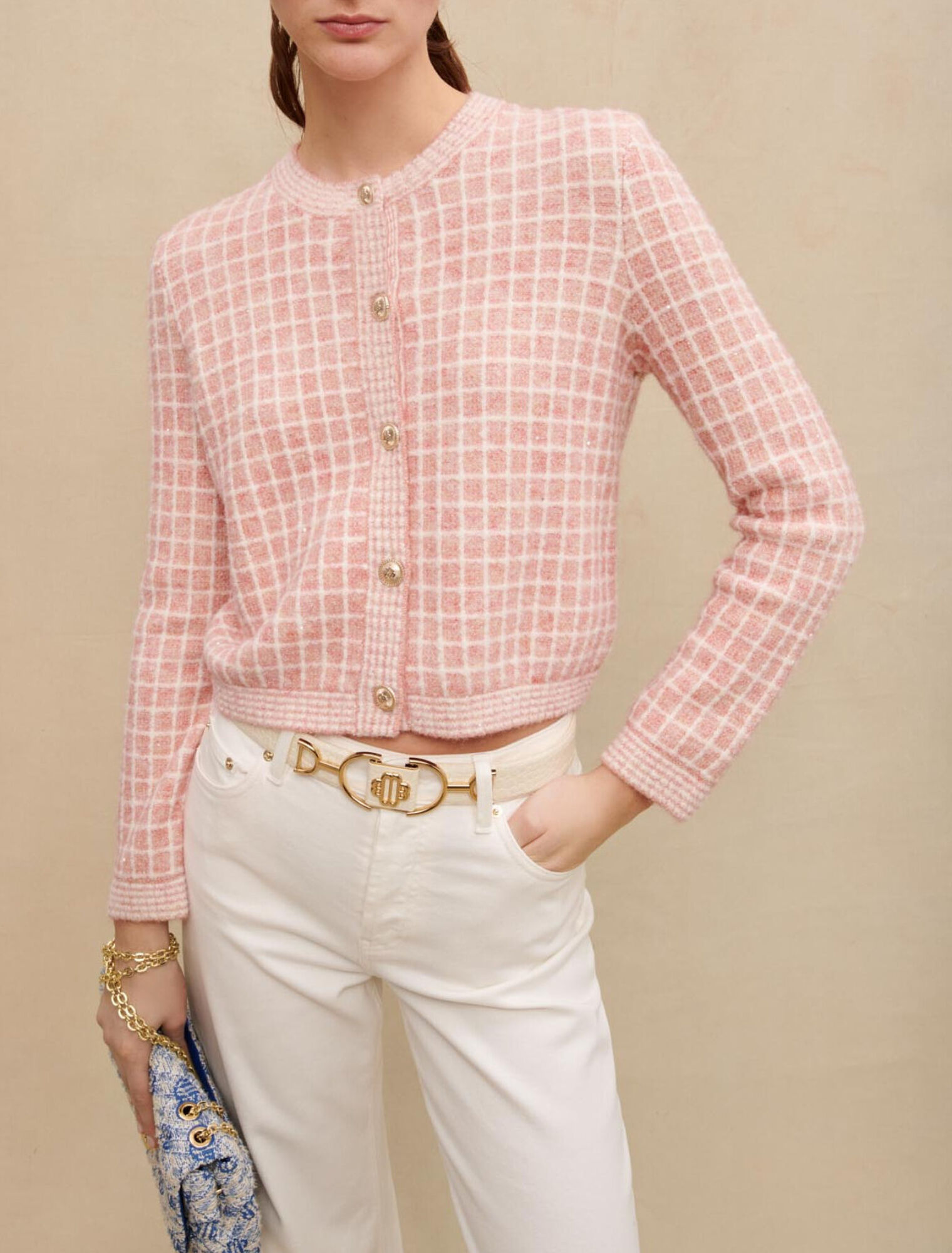 Cardigan in maglia stile tweed