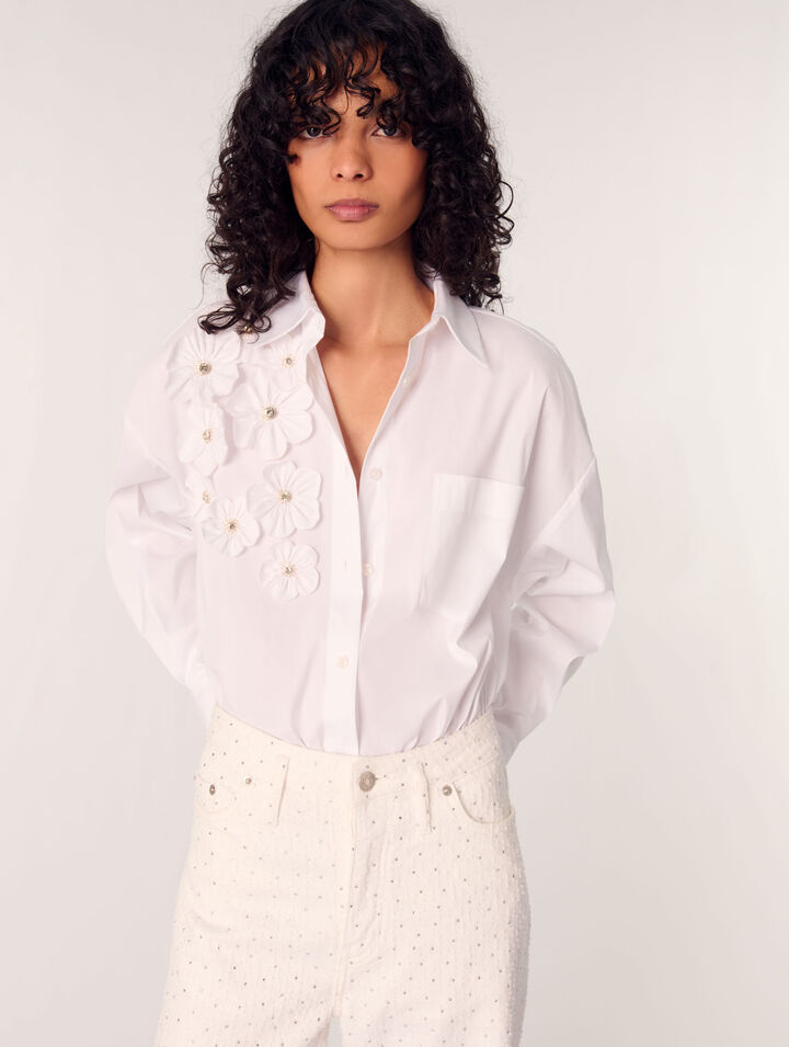 Camicia lunga ricamata a fiori