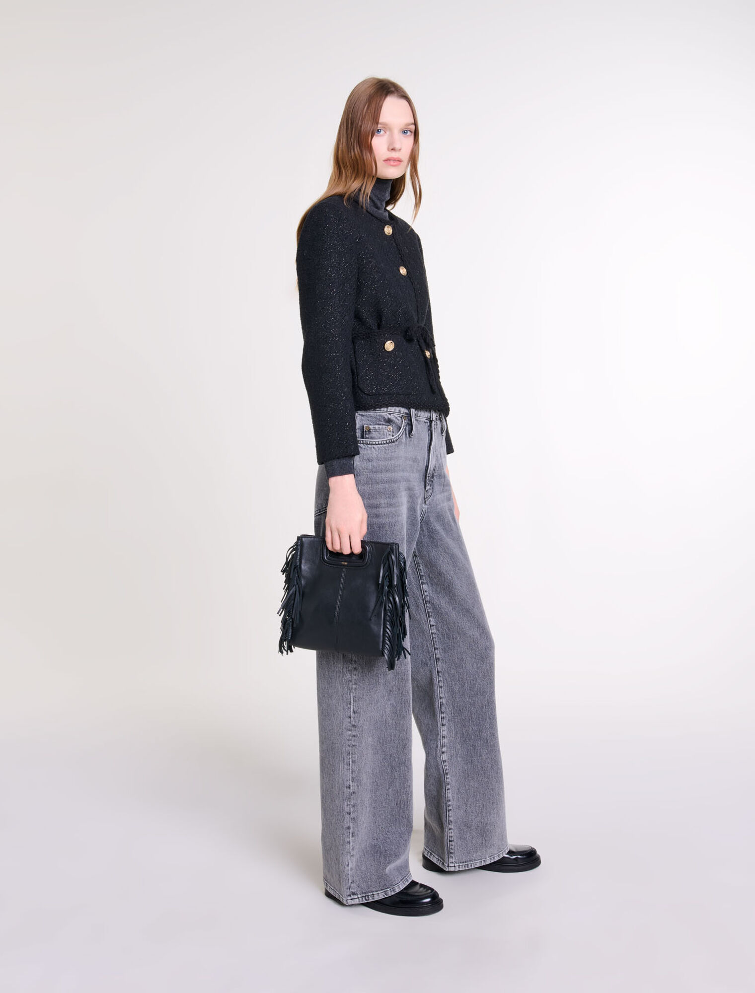 Giacca dritta in tweed brillante