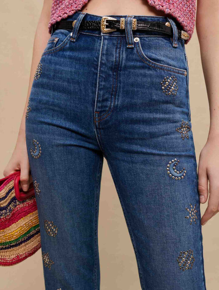 Jeans impreziositi da cristalli di luna