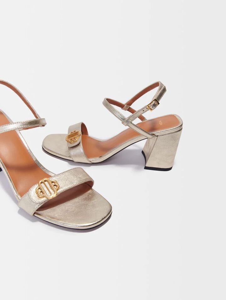 Sandali in pelle metallizzata
