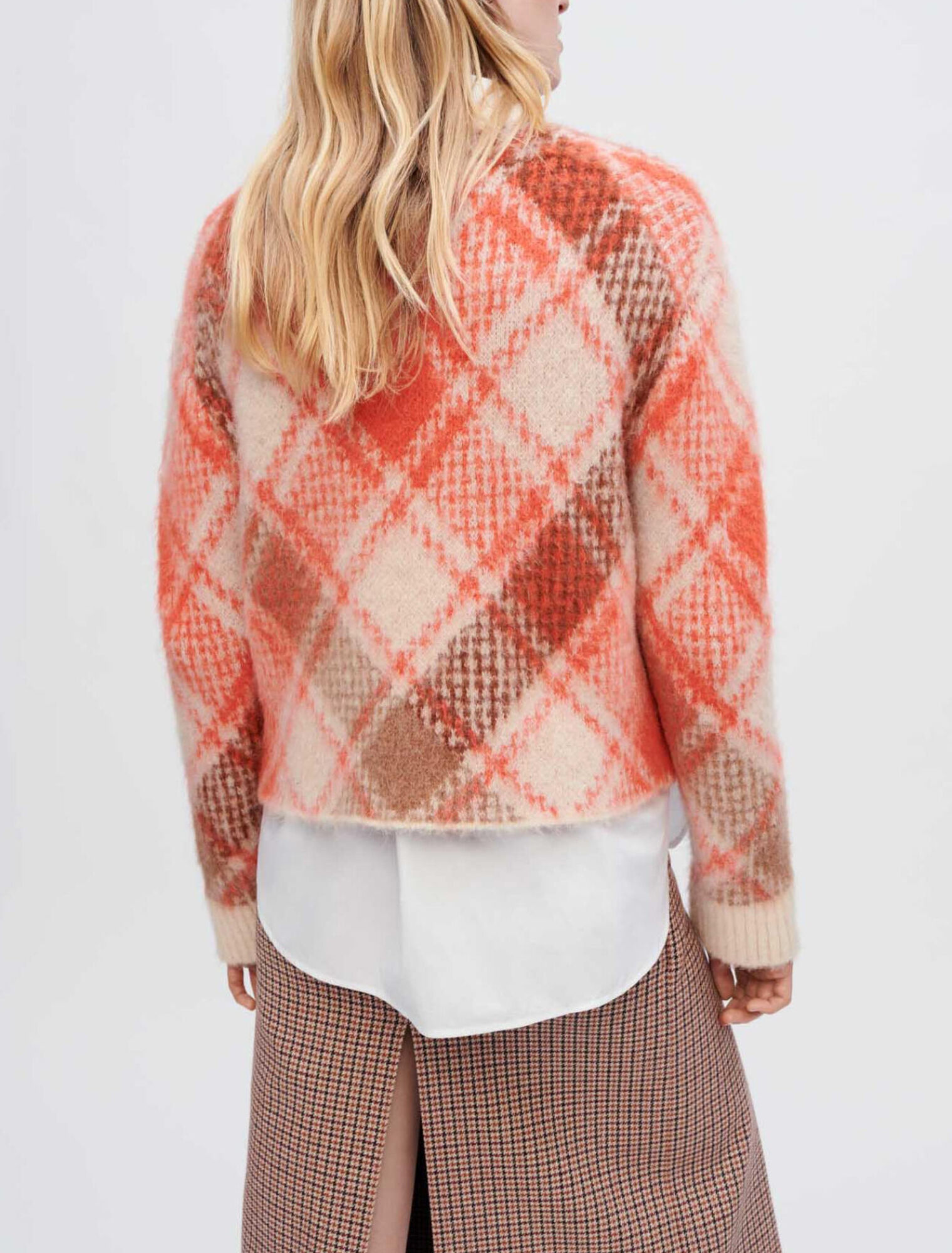 Pullover fluffy in jacquard a rombi