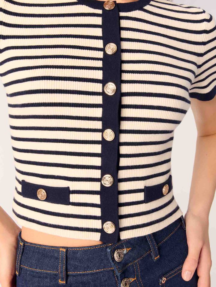 Cardigan corto in maglia a coste