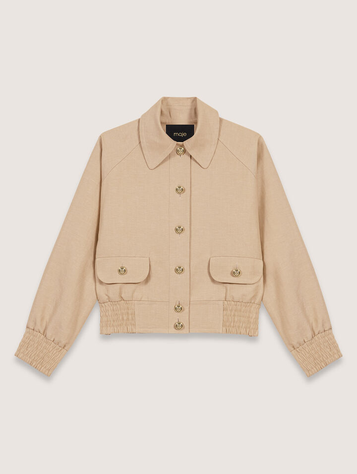 Giubbotto bomber in lino e cotone