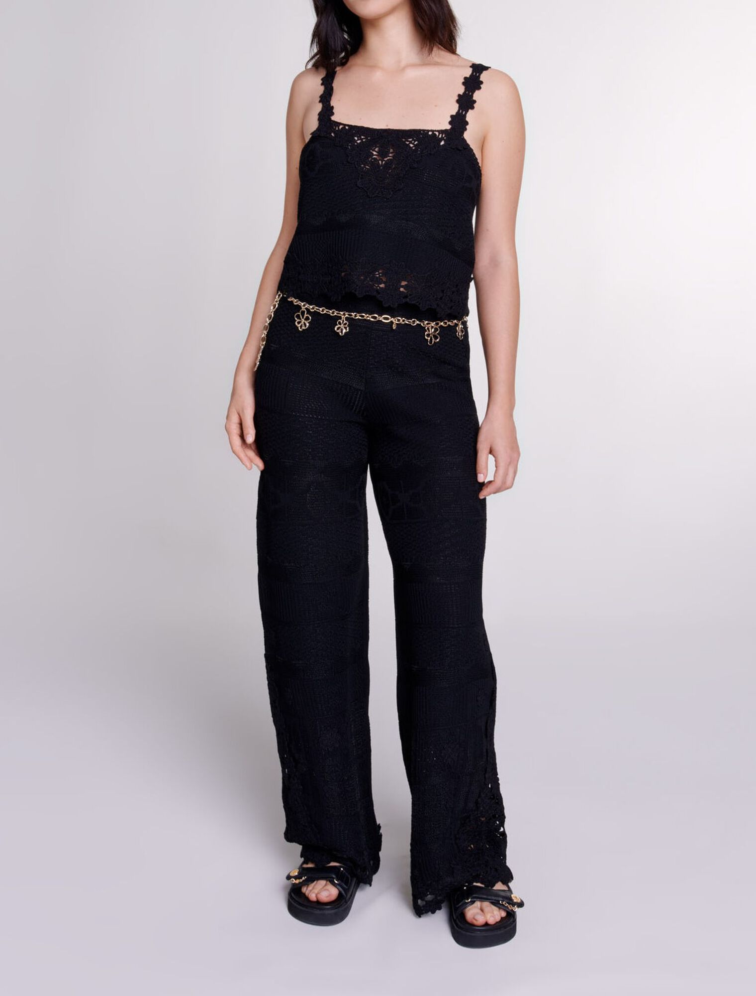 Top corto decorato con guipure