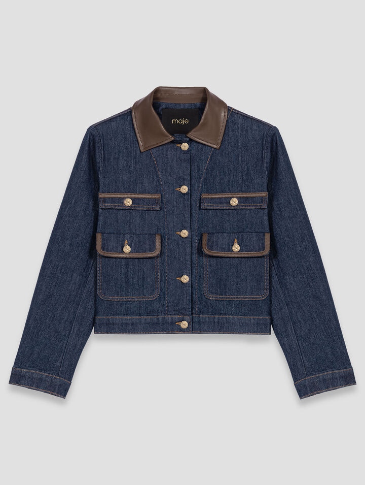 Giacca in denim con colletto finto