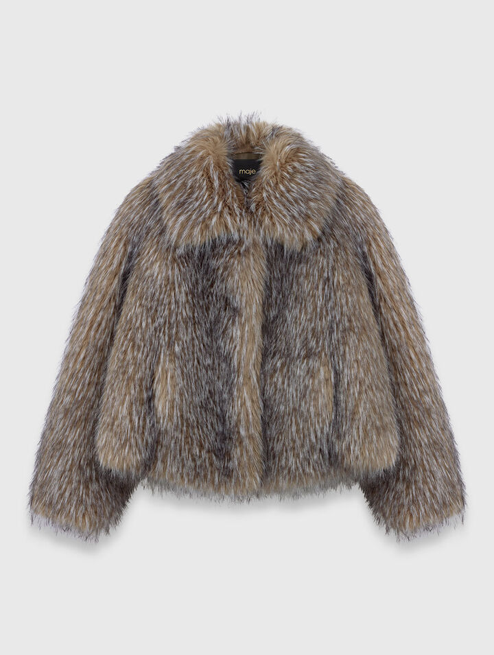 Cappotto corto in ecopelliccia