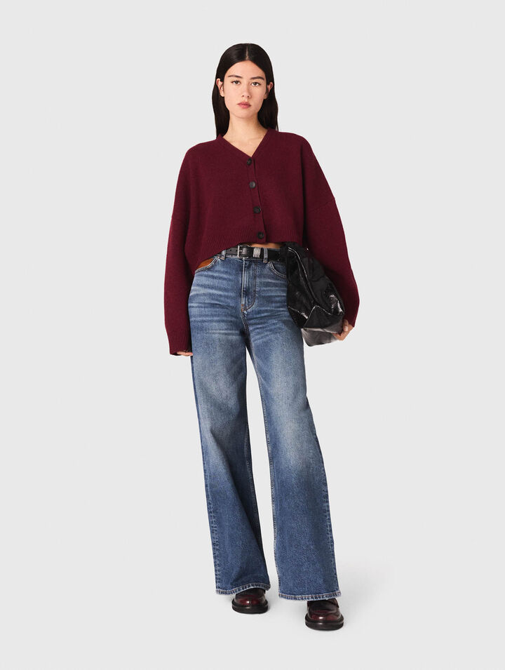 Cardigan cropped in misto lana