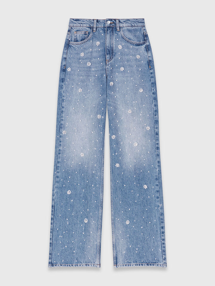 Jeans larghi ricamati