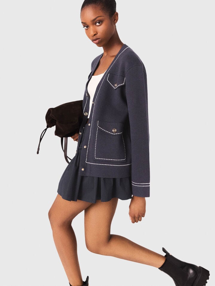 Cardigan lungo in maglia trapuntata