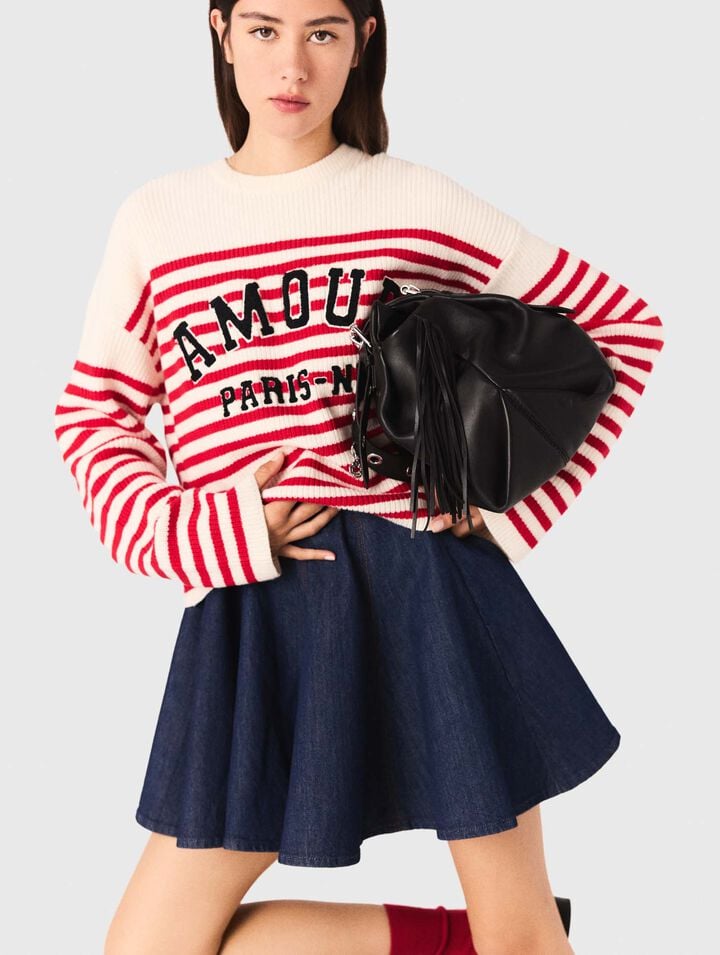Maglione a righe in maglia a coste