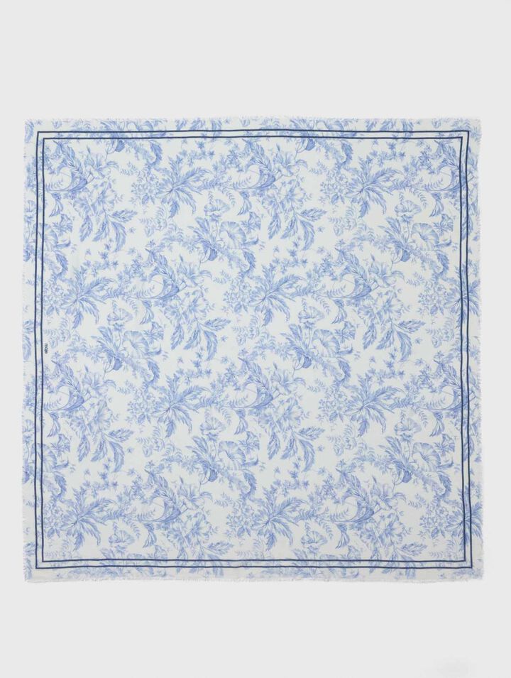 Scialle in misto lana stampa fiori