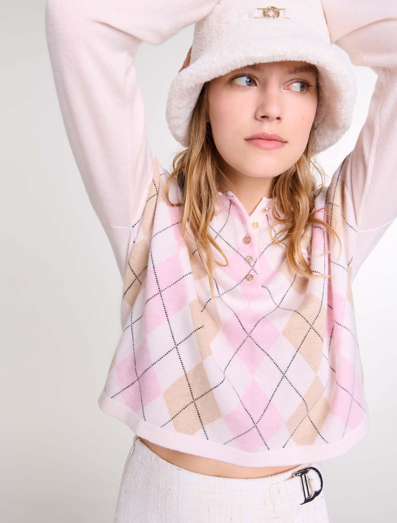 Maglione corto in lana mélange