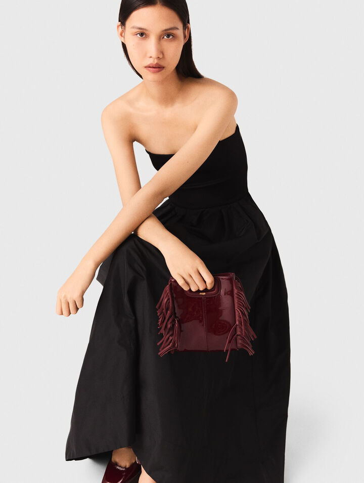 Abito bustier in maglia e taffetà