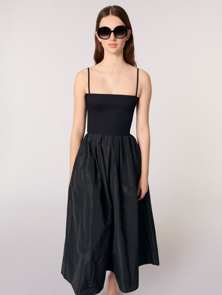 Abito bustier in maglia e taffetà