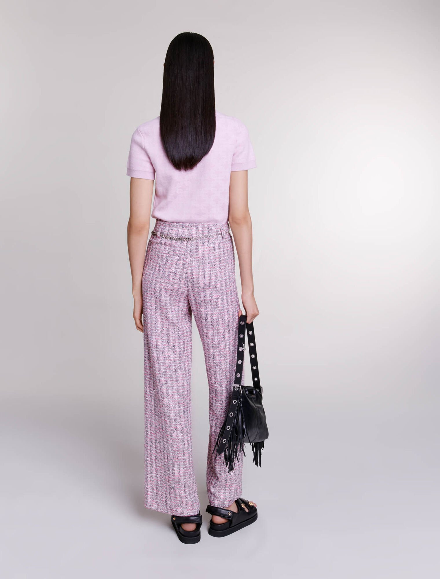 Pantaloni larghi in tweed