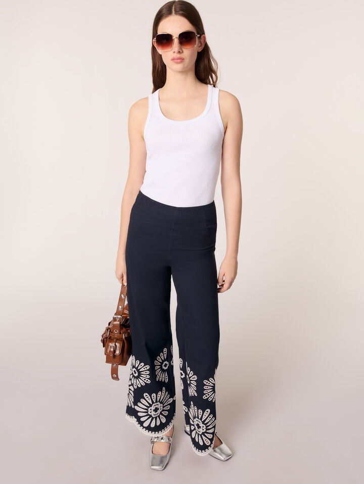 Pantaloni con dettagli in crochet