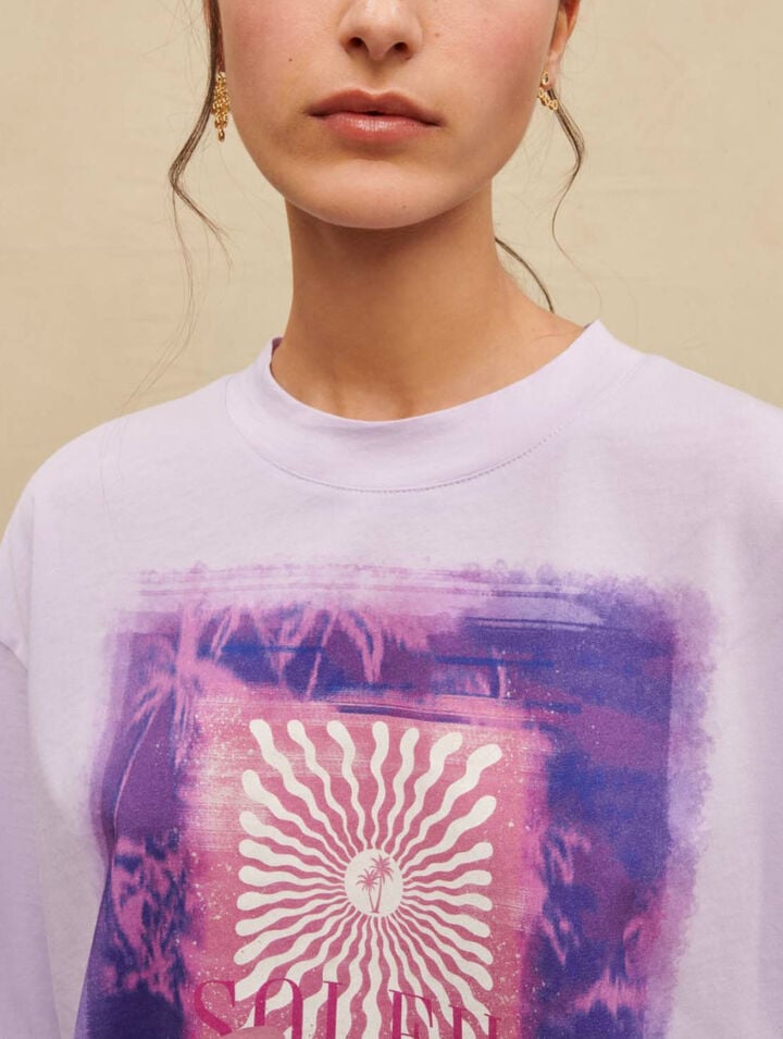 T-shirt cropped con stampa palme