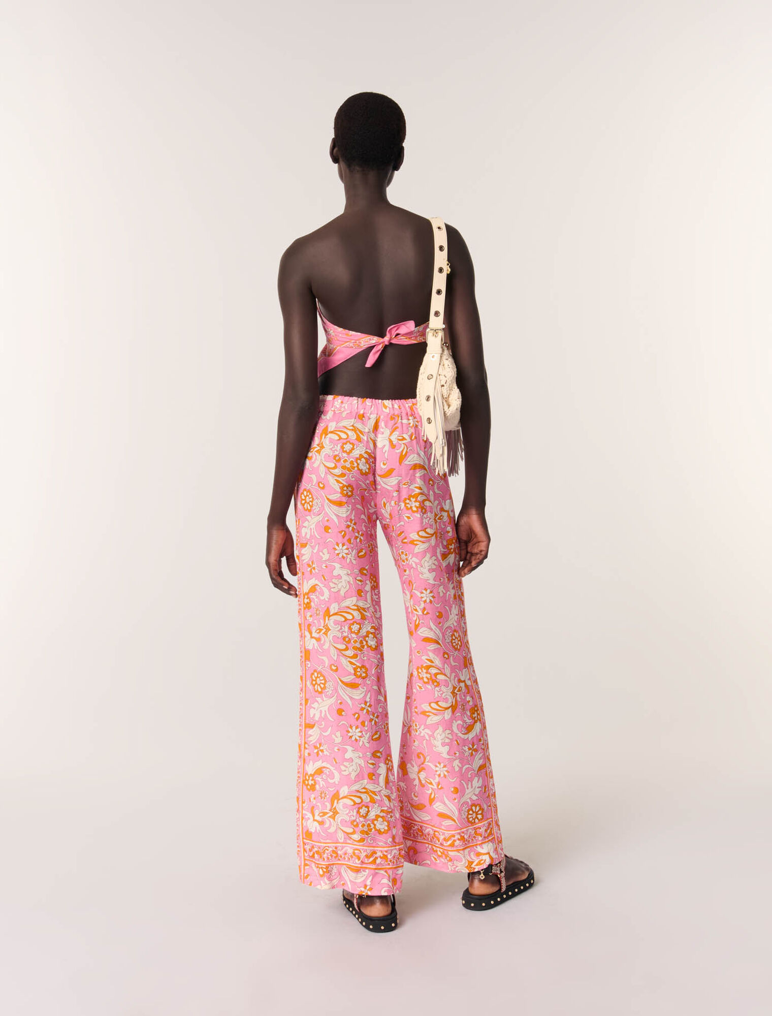 Pantaloni in lino con stampa
