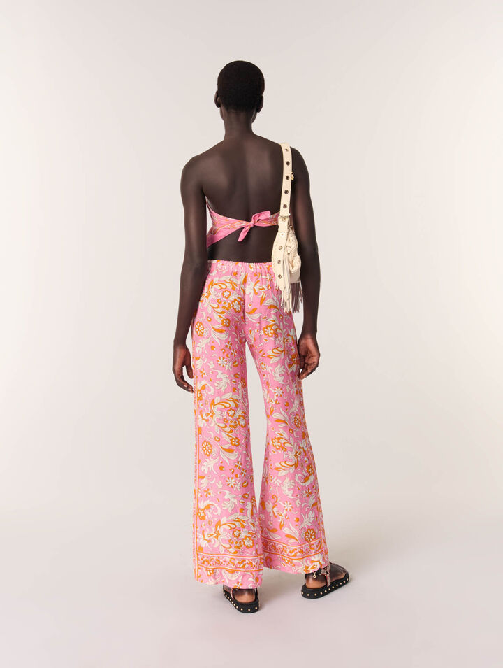 Pantaloni in lino con stampa