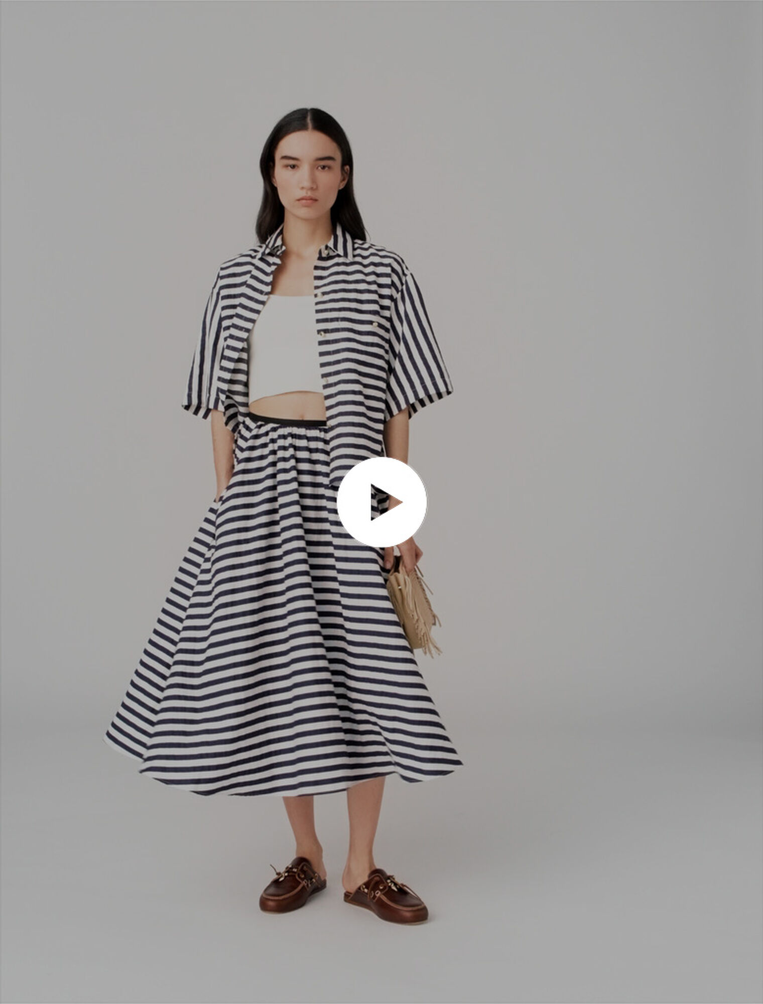 Gonna midi in misto lino