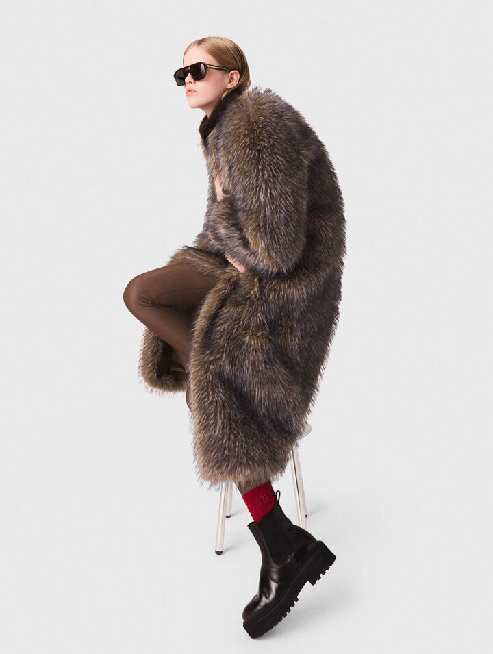 Cappotto lungo in ecopelliccia