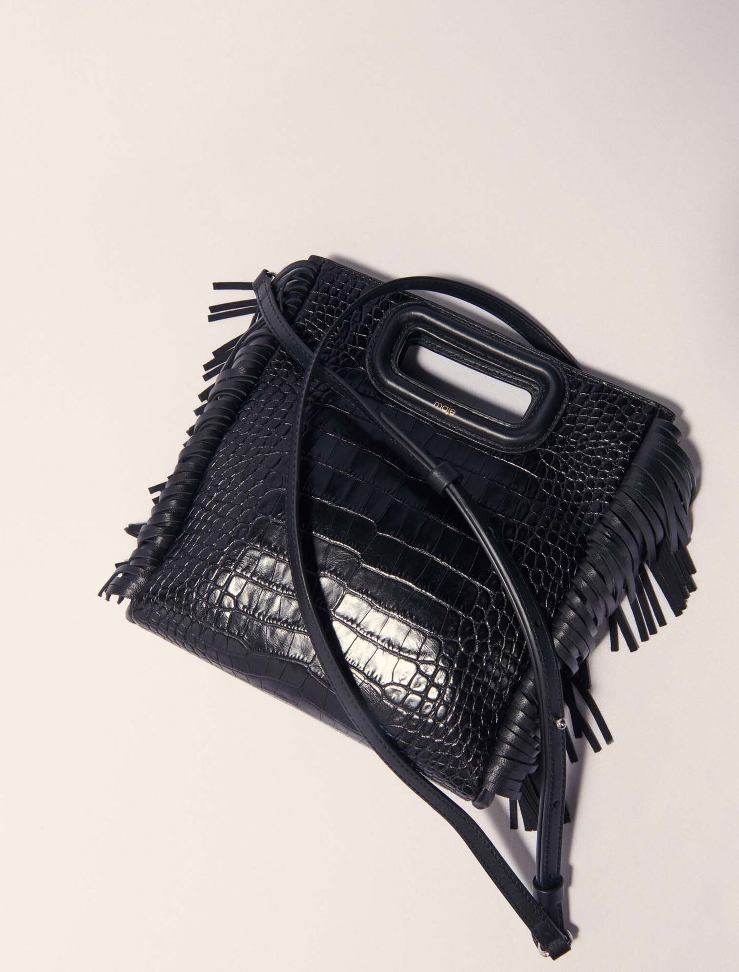 Borsa M in pelle effetto coccodrillo