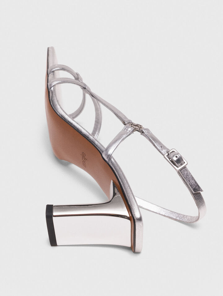 Sandali con listini metallici tacco