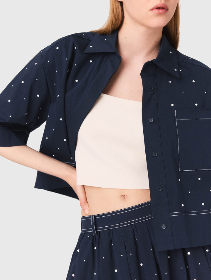 Camicia cropped con borchie