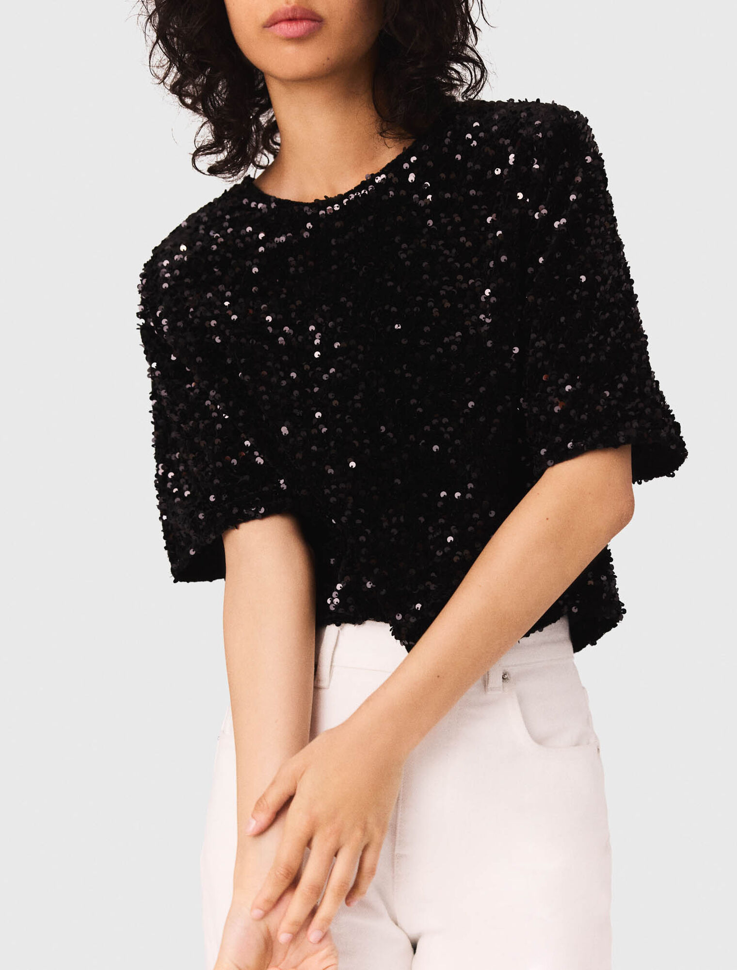 Top in velluto con paillettes