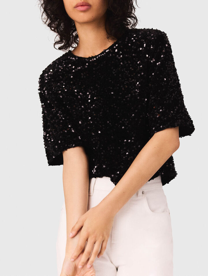 Top in velluto con paillettes