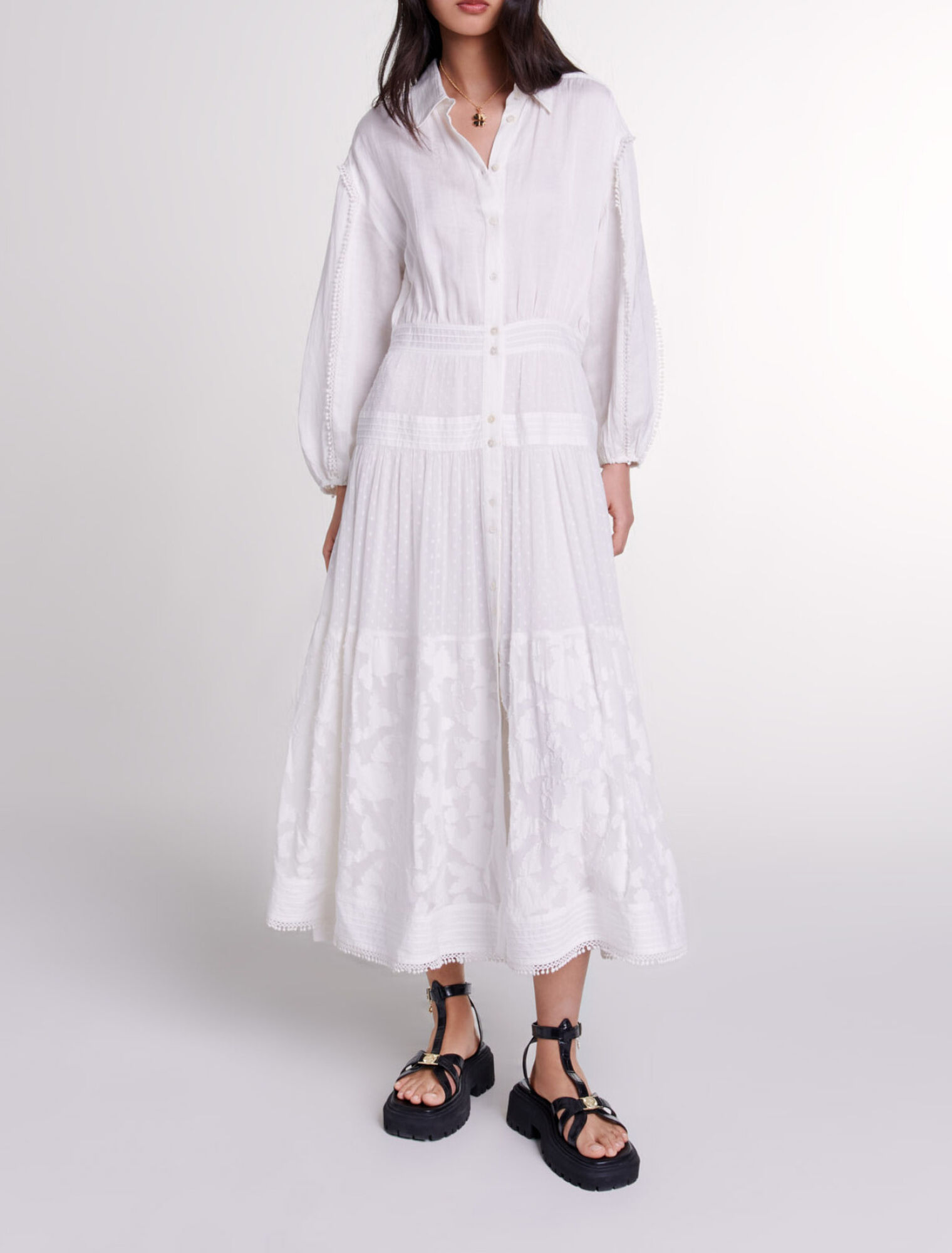 Abito lungo patchwork in cotone