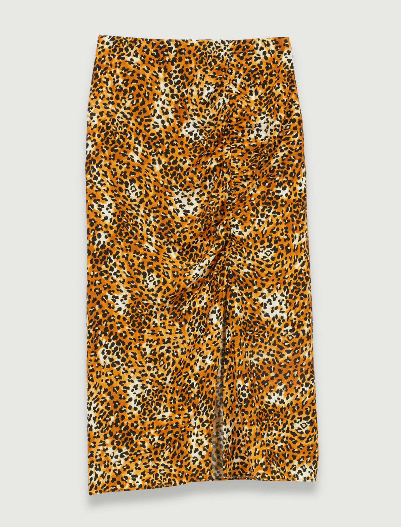 Gonna midi con stampa leopardo