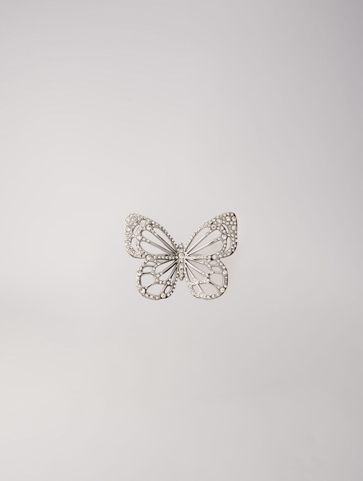 Anello con farfalla glitterata