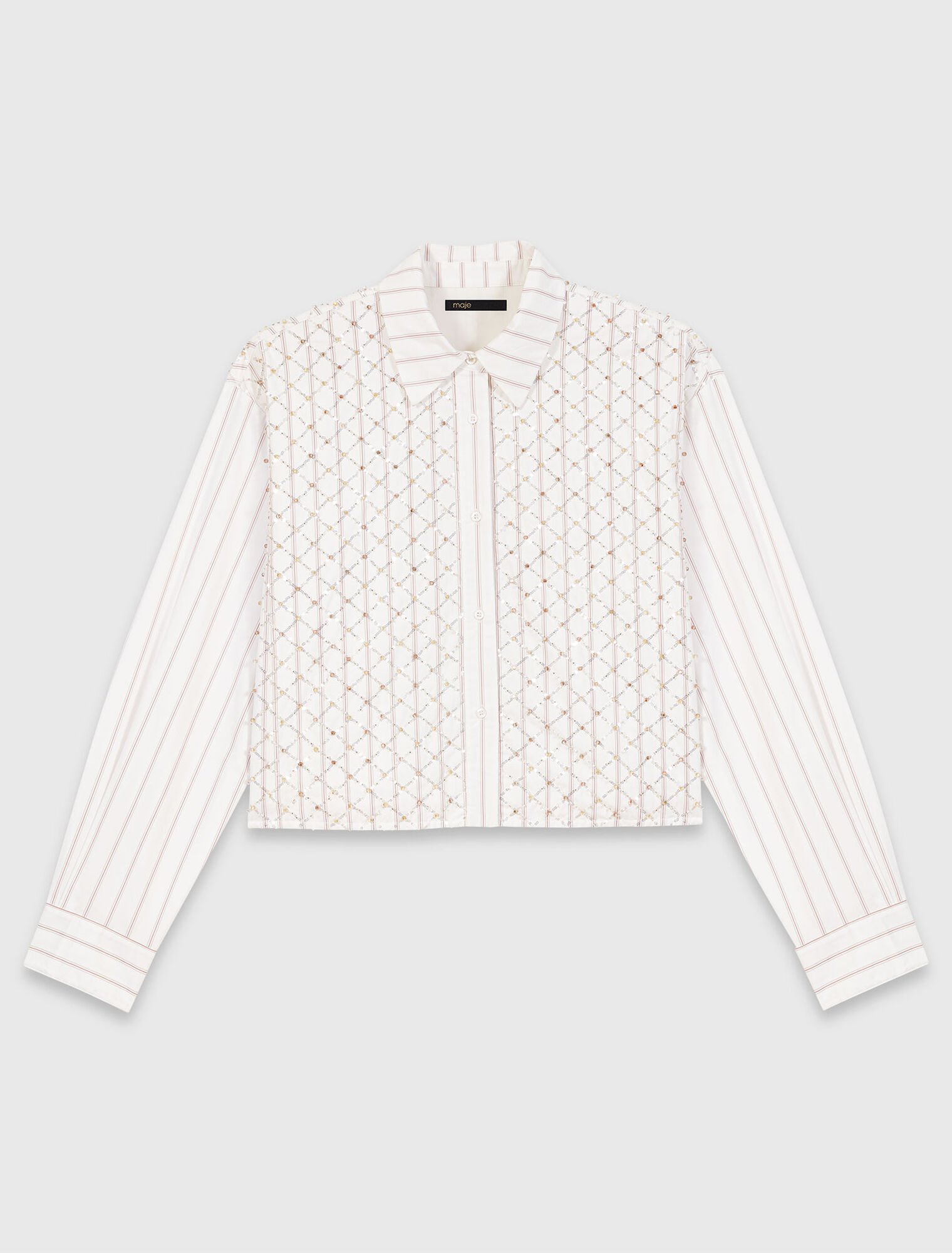 Camicia corta con perle ricamate