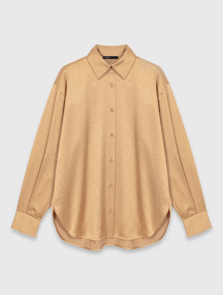 Camicia in raso con strass