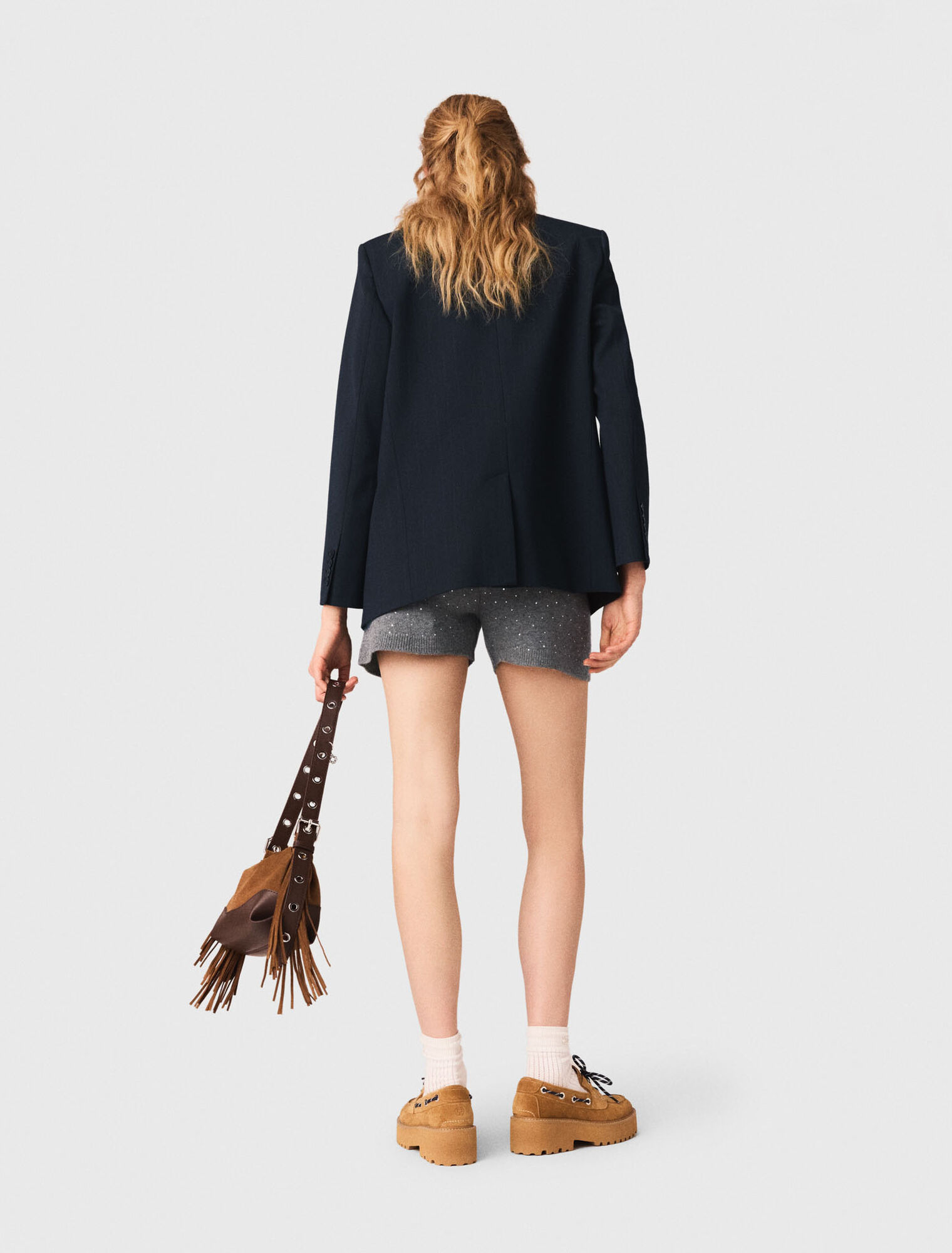 Shorts in maglia con strass