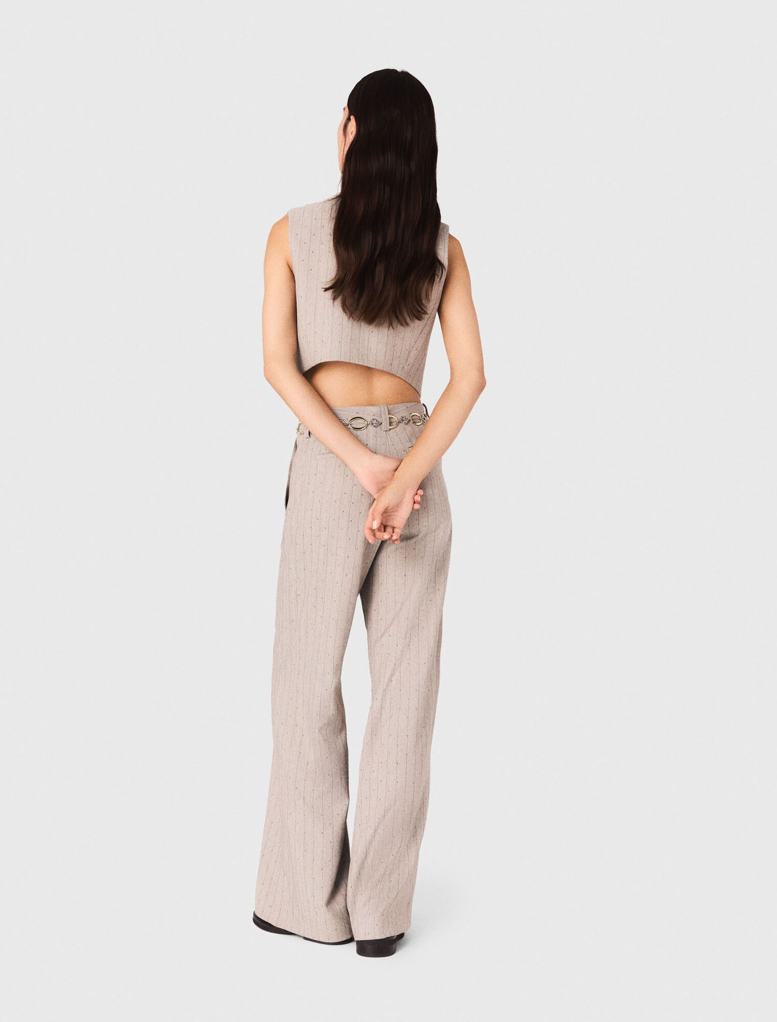 Pantaloni da tailleur con strass