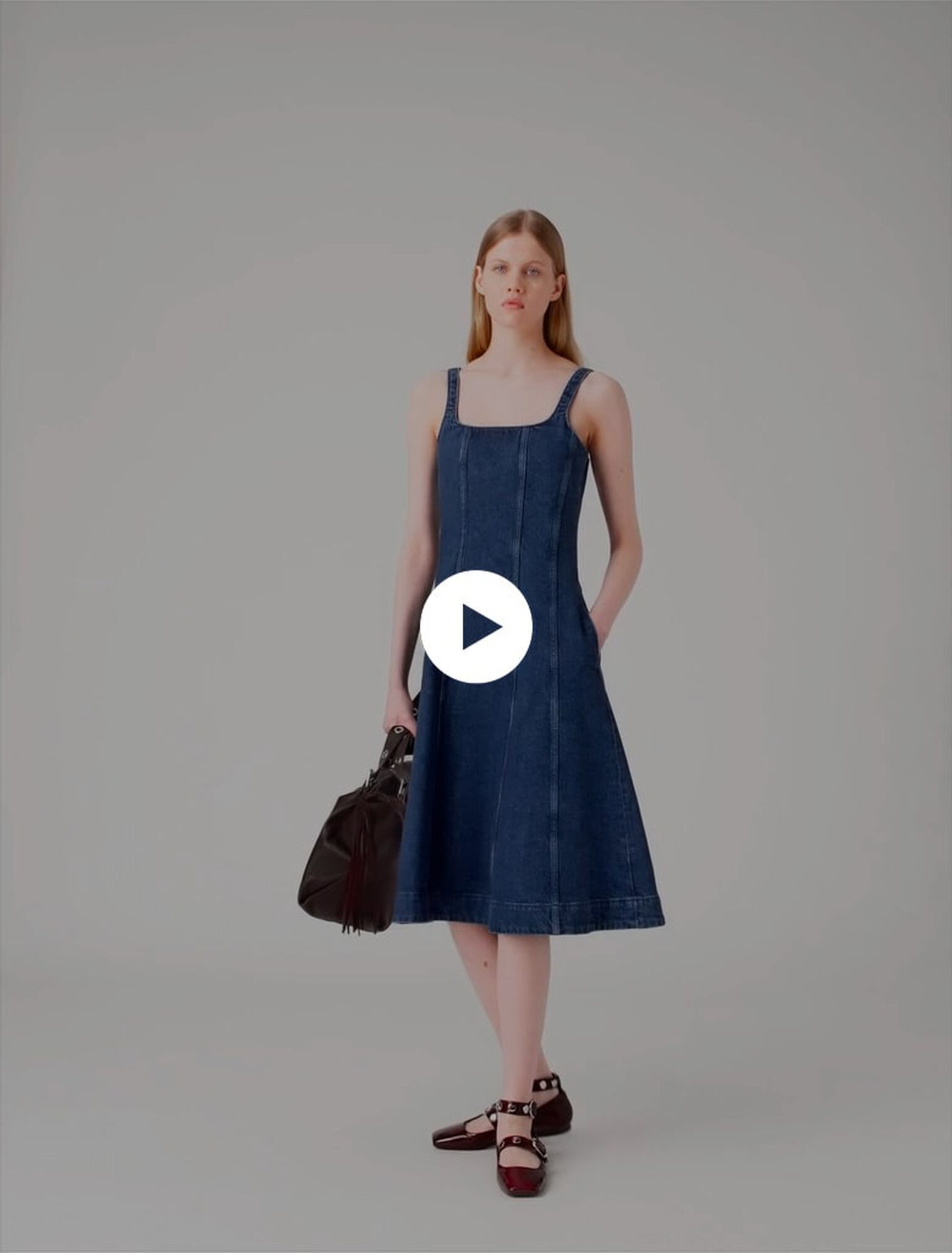 Abito babydoll lungo in denim