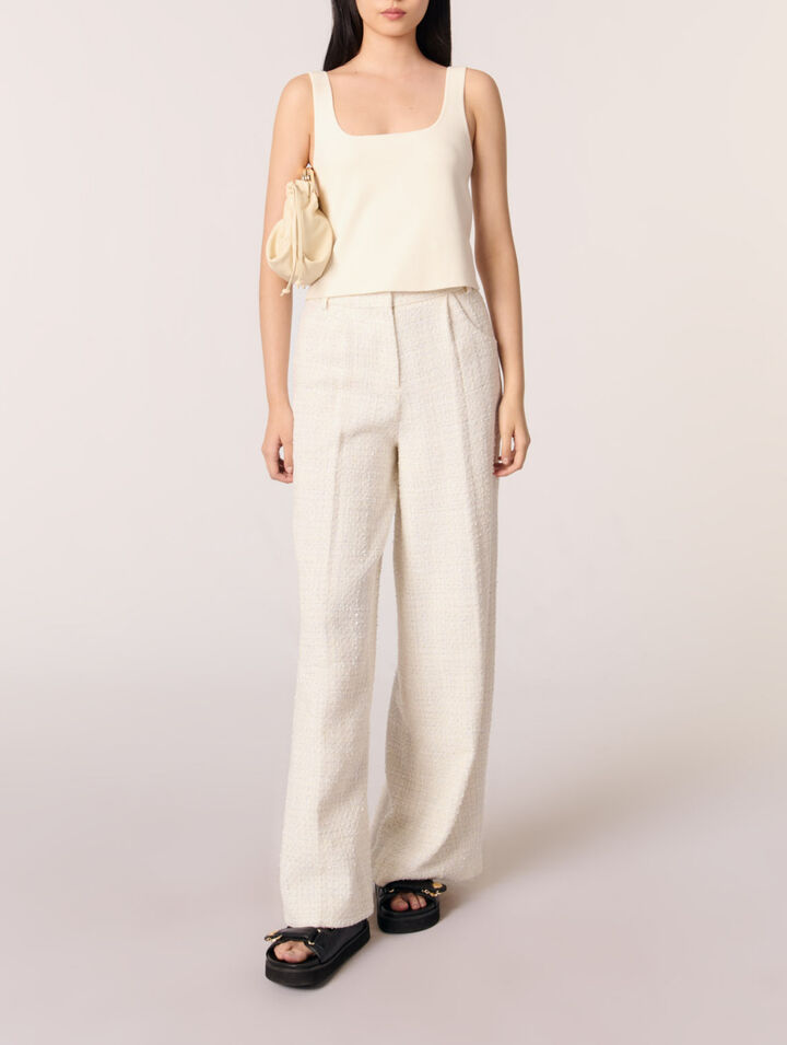 Pantaloni larghi in tweed