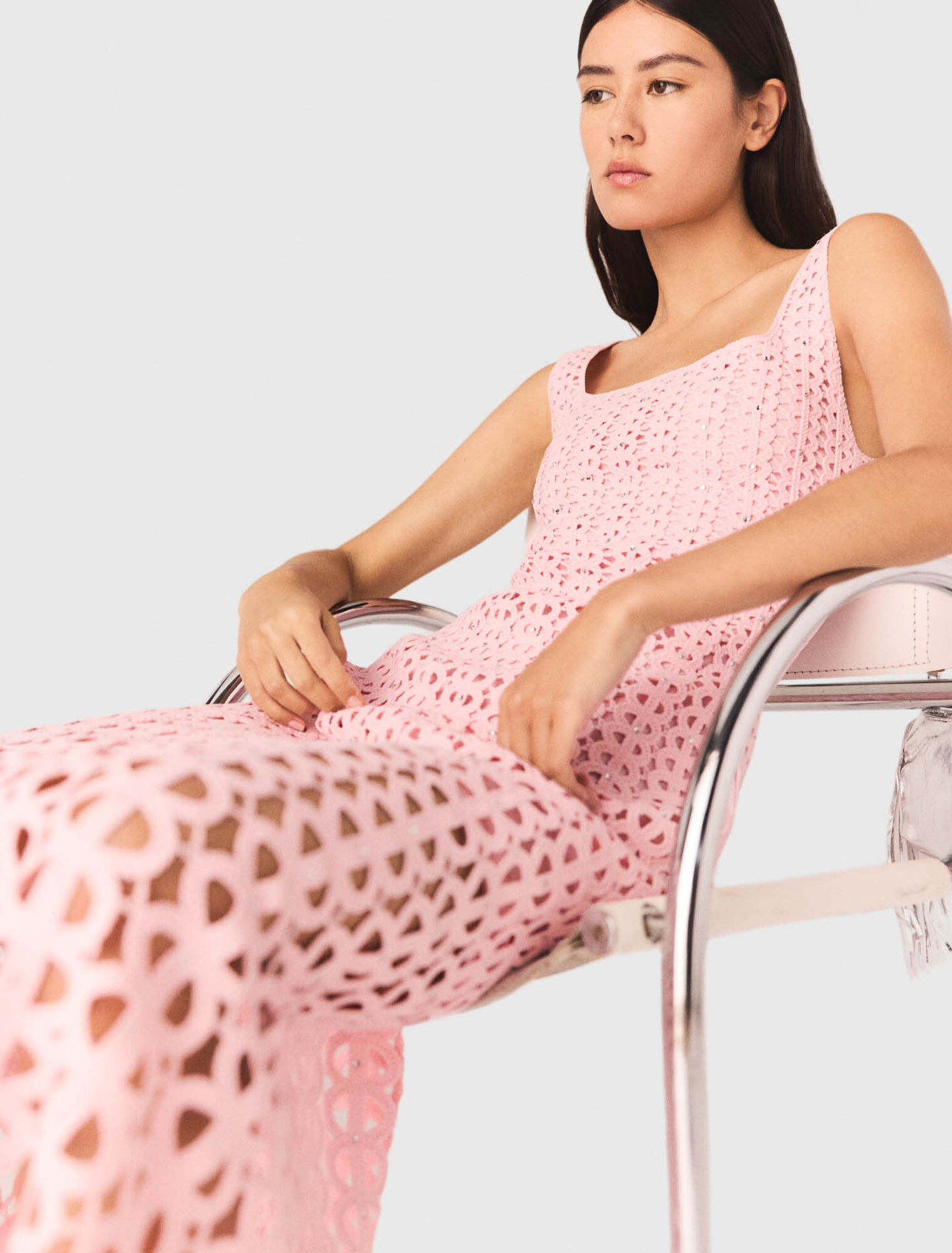 Abito midi in crochet glitterato