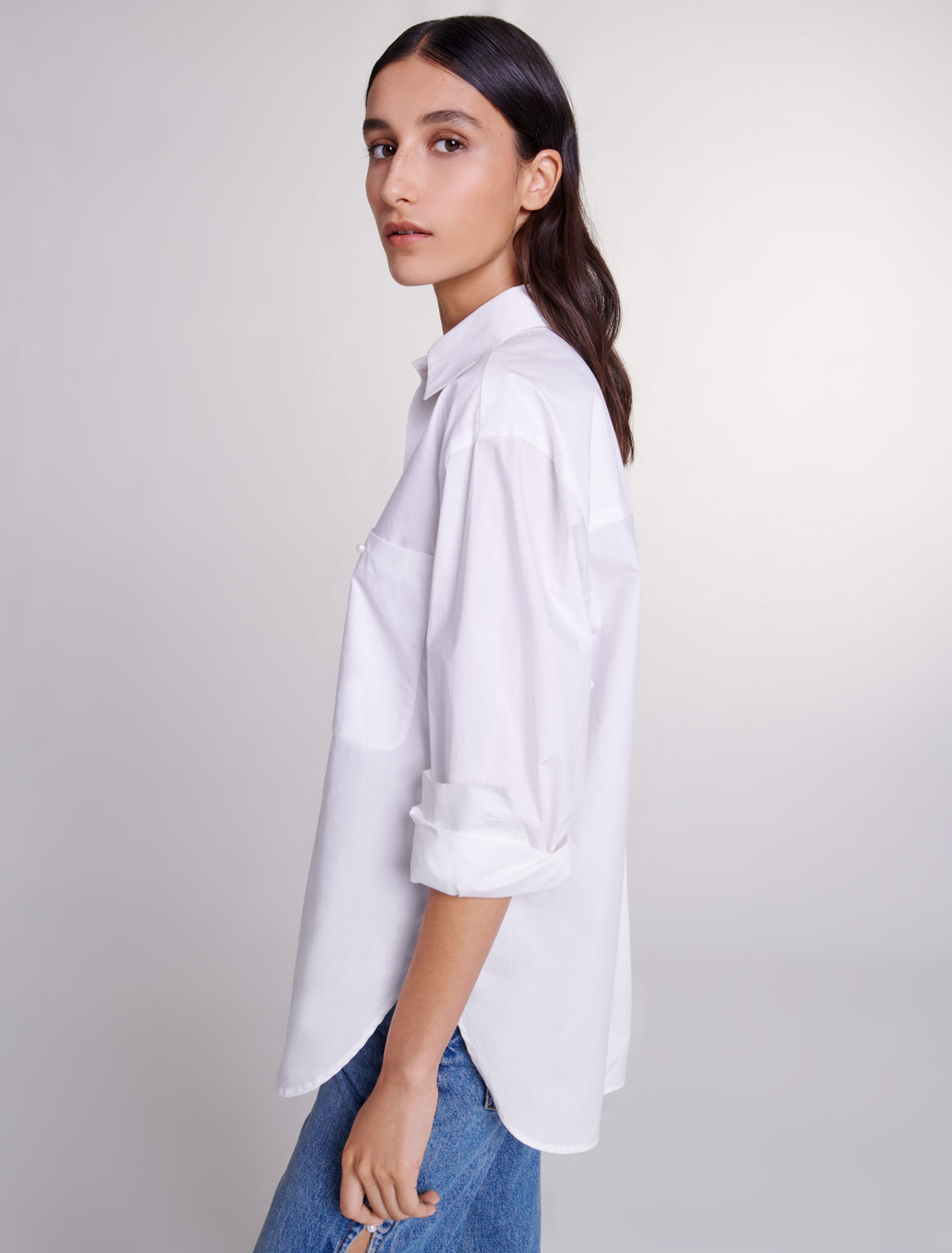 Camicia bianca in popeline di cotone