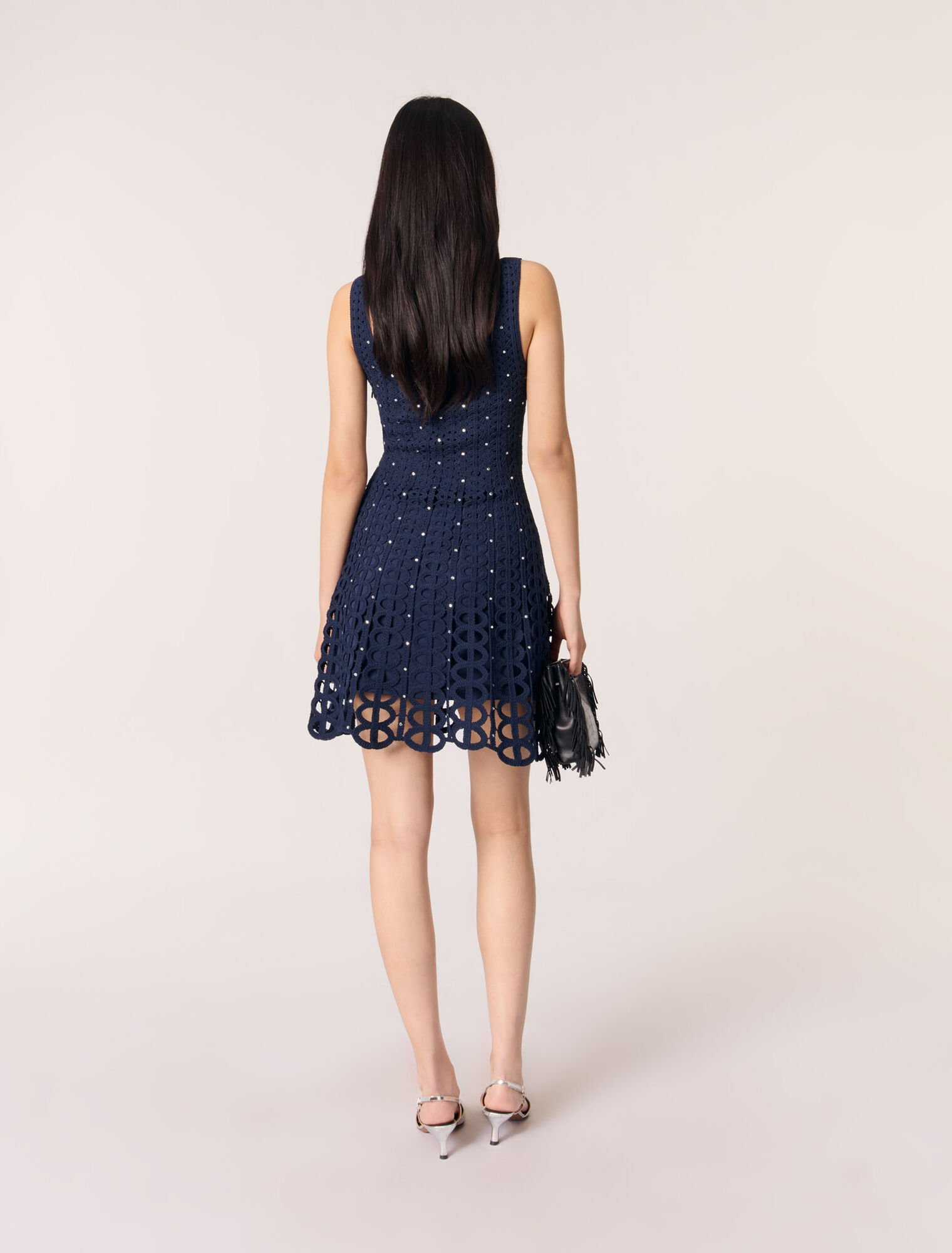 Abito corto in crochet glitterato