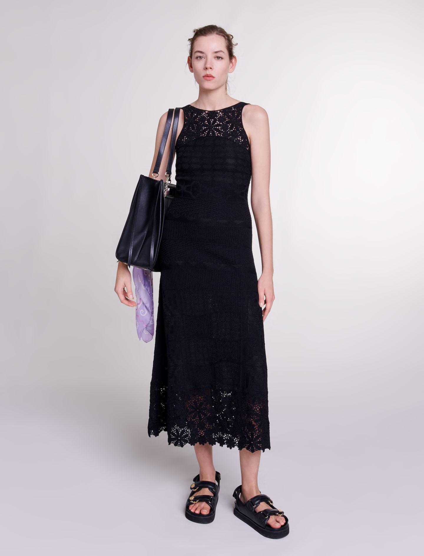 Abito lungo in crochet Abiti nero Maje