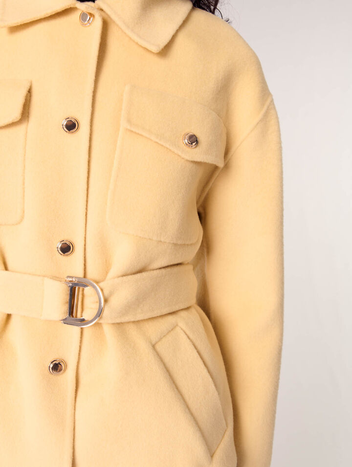 Cappotto corto double face cintura