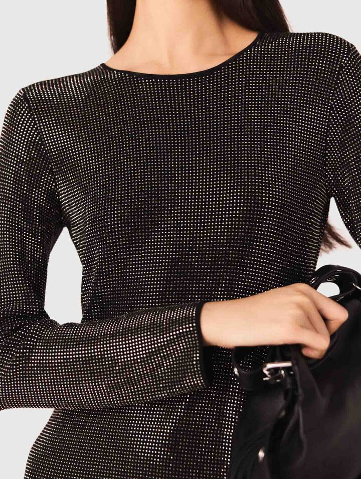 Abito corto in maglia glitterata