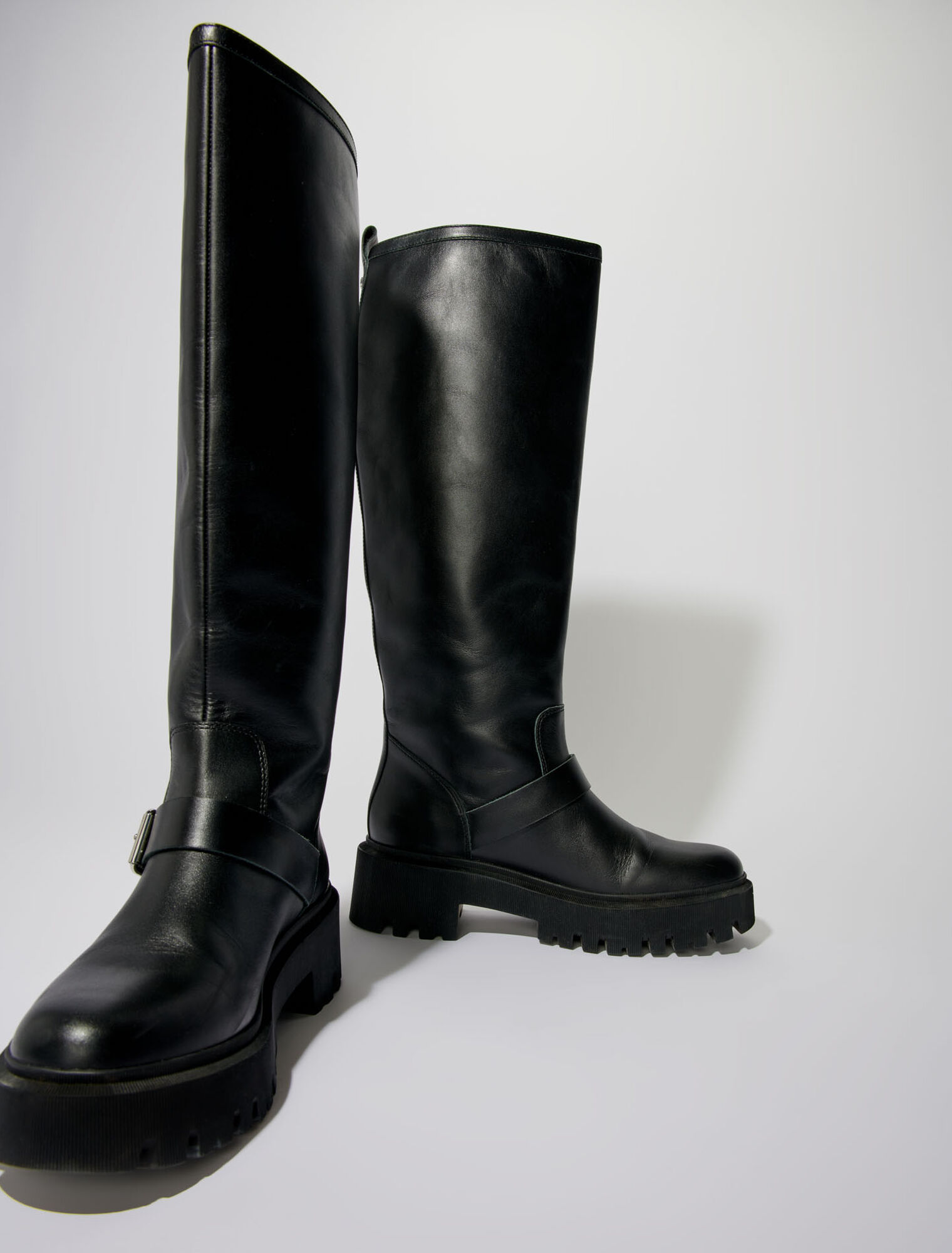 Stivali biker in pelle liscia