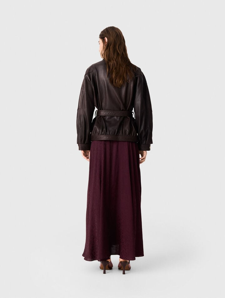 Giacca pelle oversize bottoni oro