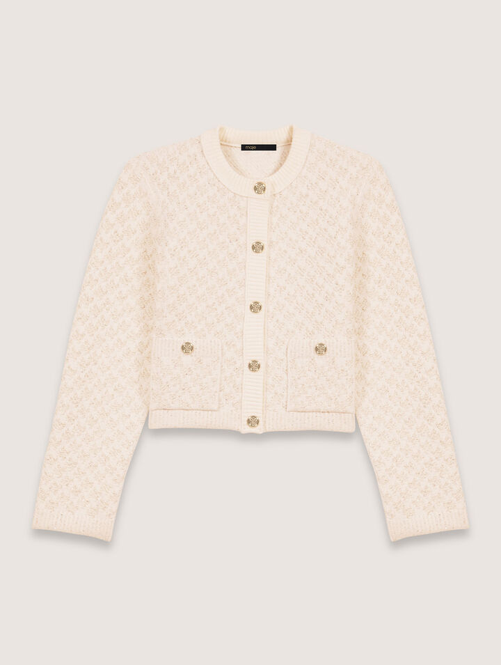 Cardigan corto effetto tweed