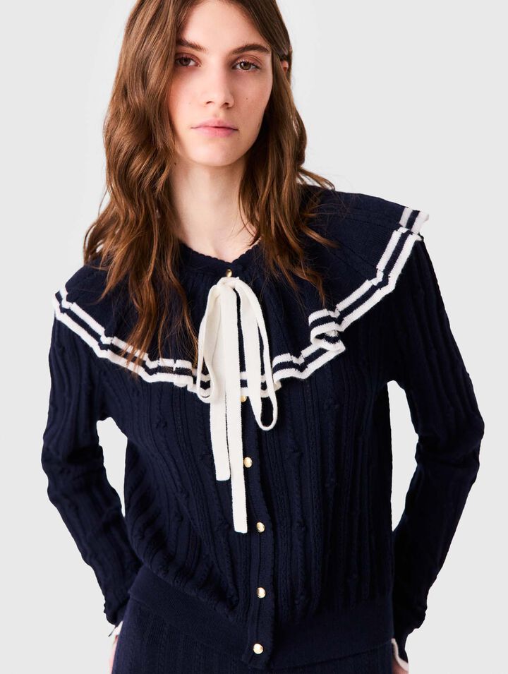 Cardigan con mantella sovrapposta